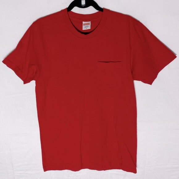 Supreme Red Crew Neck Short Sleeve Tee T Shirt W Chest Pocket M - Picture 1 of 12